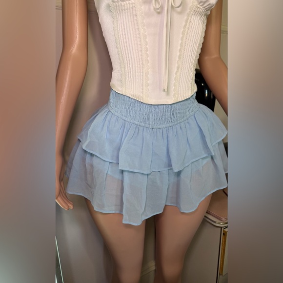 Dresses & Skirts - Light Blue Tiered Mini Skirt - Women